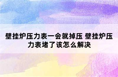 壁挂炉压力表一会就掉压 壁挂炉压力表堵了该怎么解决